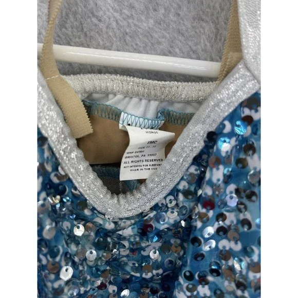 A Wish Come True Girls Sequined Dancewear Costume Wings Feathers Blue IMC 11-12 - Picture 8 of 10